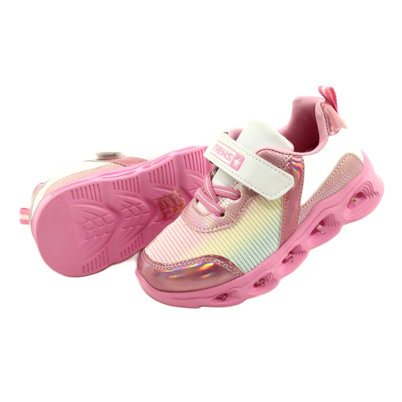 ADI Sports Chaussures LED Glowing Velcro News 22DZ32-4837 Rose / Blanc 4