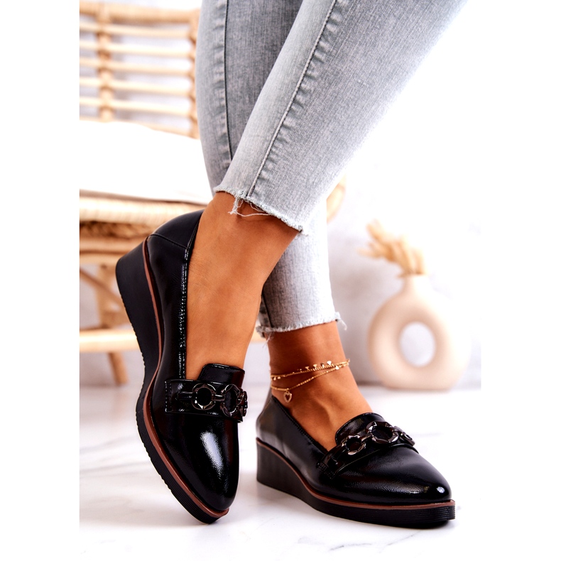 Vinceza Chaussures compensées en cuir verni Black Melodies noir 3