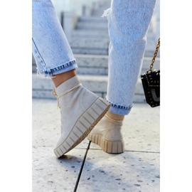 Bottines à plateforme en daim Lewski Shoes 3177 Beige clair 4