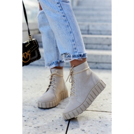 Bottines à plateforme en daim Lewski Shoes 3177 Beige clair 3