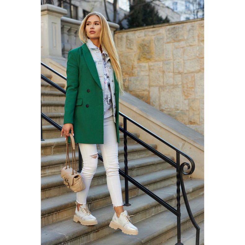Chaussures Sur La Semelle Massive Nicole 2701/004 Blanc et Or beige doré 1