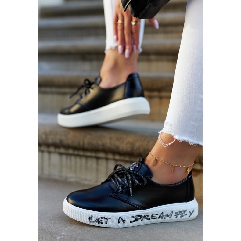 S.Barski Baskets Femme En Cuir Avec Décoration Carrey Noire 1