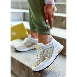 Vinceza Chaussures de sport à la mode Baskets pour femmes Blanc et or Danielle 2