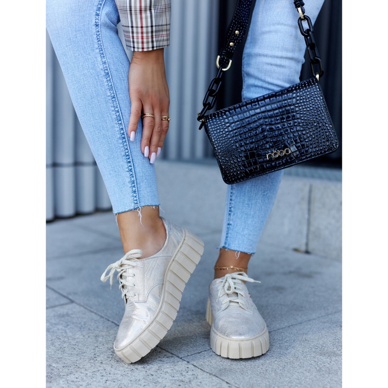 Lemar Brogues en cuir sur la plate-forme d'hypnose beige-or doré 1