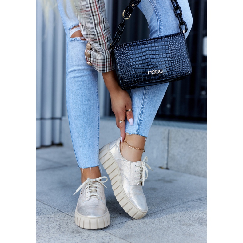 Lemar Brogues en cuir sur la plate-forme d'hypnose beige-or doré 2
