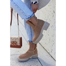 Bottines en daim à la mode avec une coupe camel Forget Me brun 4