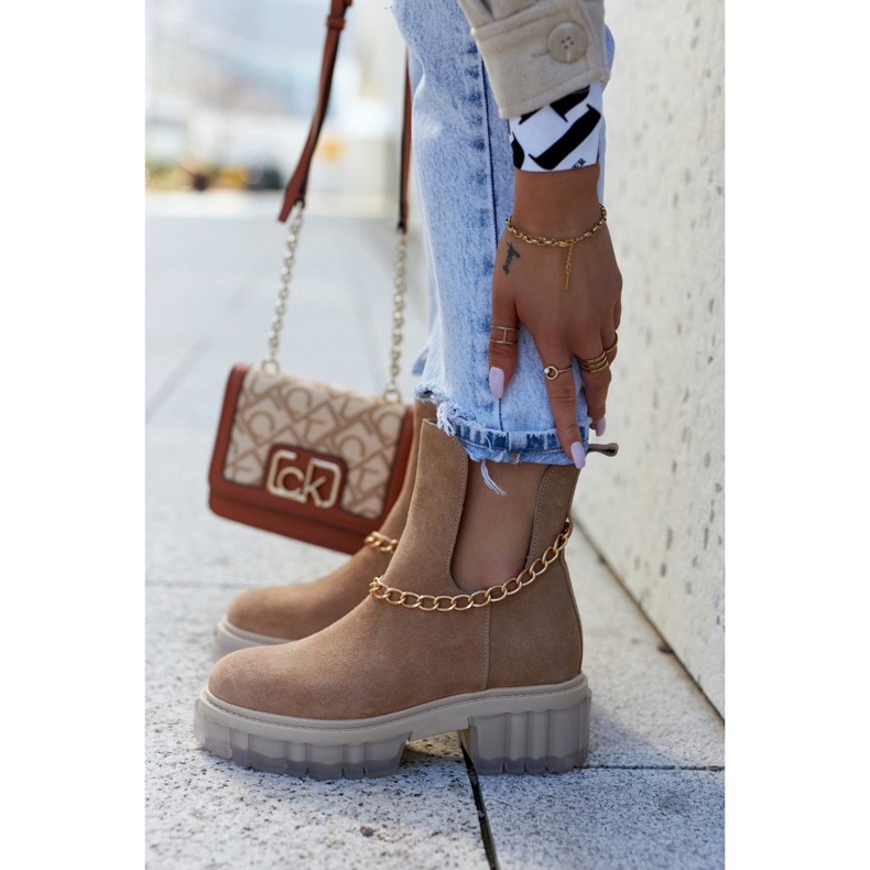 Bottines en daim à la mode avec une coupe camel Forget Me brun 2