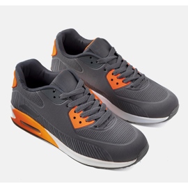 Baskets grises avec empiècements Lenard fluo orange 1