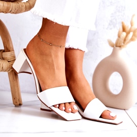 FJ1 Chaussons En Cuir Sur Le Talon Blanc Netty 2