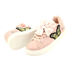 American Club Baskets sportives roses des filles avec un arc et un papillon américain club es64 3