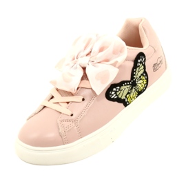 American Club Baskets sportives roses des filles avec un arc et un papillon américain club es64 4