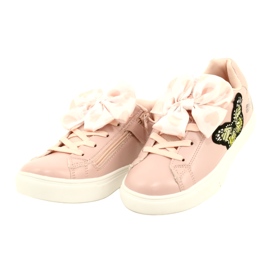 American Club Baskets sportives roses des filles avec un arc et un papillon américain club es64 2
