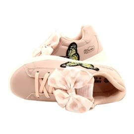 American Club Baskets sportives roses des filles avec un arc et un papillon américain club es64 5