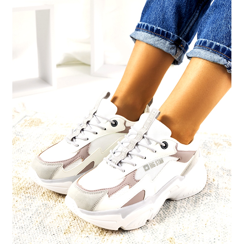 Baskets pour femmes Big Star HH274255 beige blanche 1