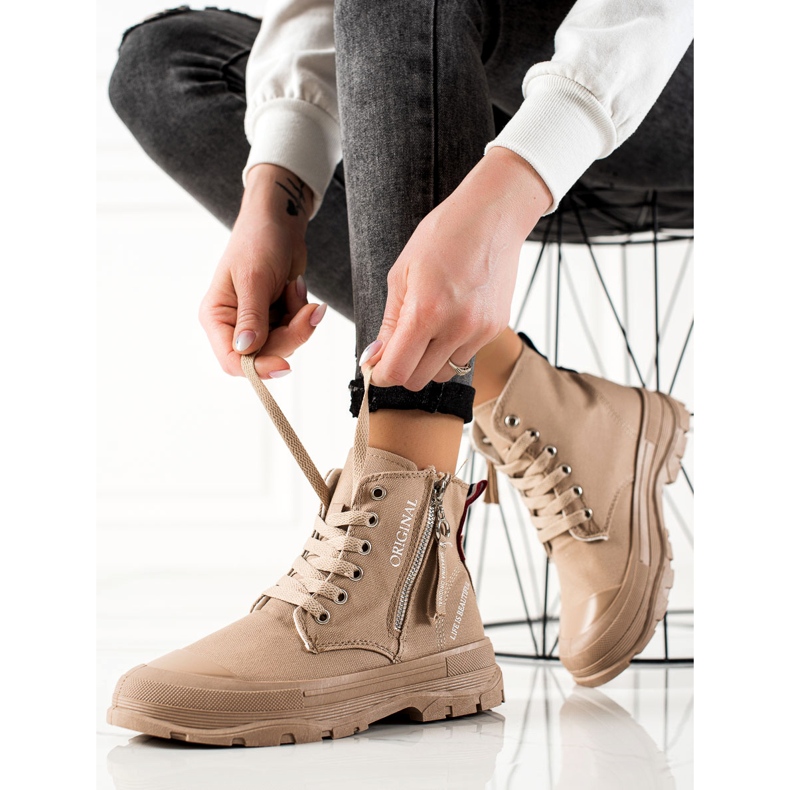 Sabatina Baskets à fermeture éclair beige 1