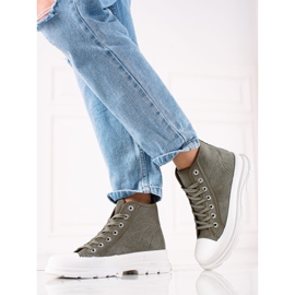 Sweet Shoes Baskets montantes en daim vert 1