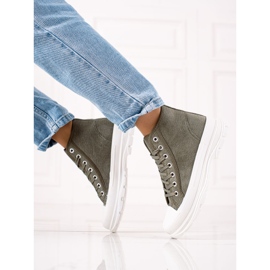 Sweet Shoes Baskets montantes en daim vert 2