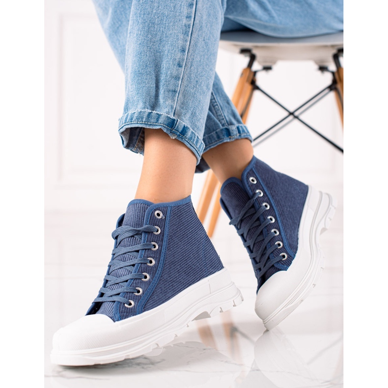 Sweet Shoes Baskets montantes en daim bleu 1