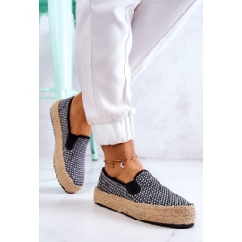 Baskets Tressées Femme Slip On Big Star JJ274395 Noir blanc 2