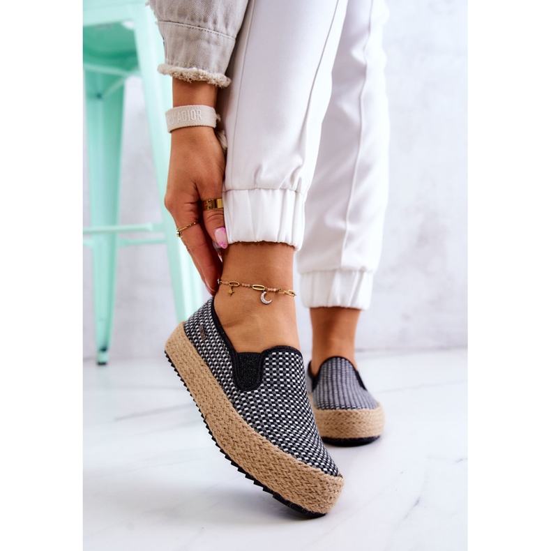 Baskets Tressées Femme Slip On Big Star JJ274395 Noir blanc 1
