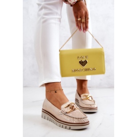 Lemar Mocassins en cuir pour femmes sur la plate-forme Golden Venesia doré 2