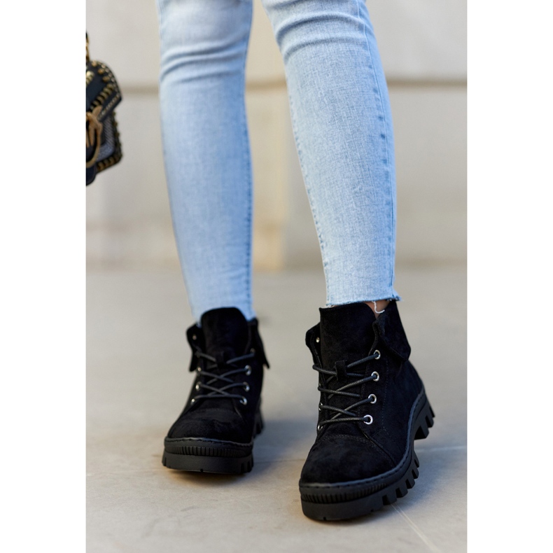 S.Barski Bottines Daim Nouées Dalles Noires 1