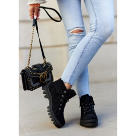 S.Barski Bottines Daim Nouées Dalles Noires le noir 3