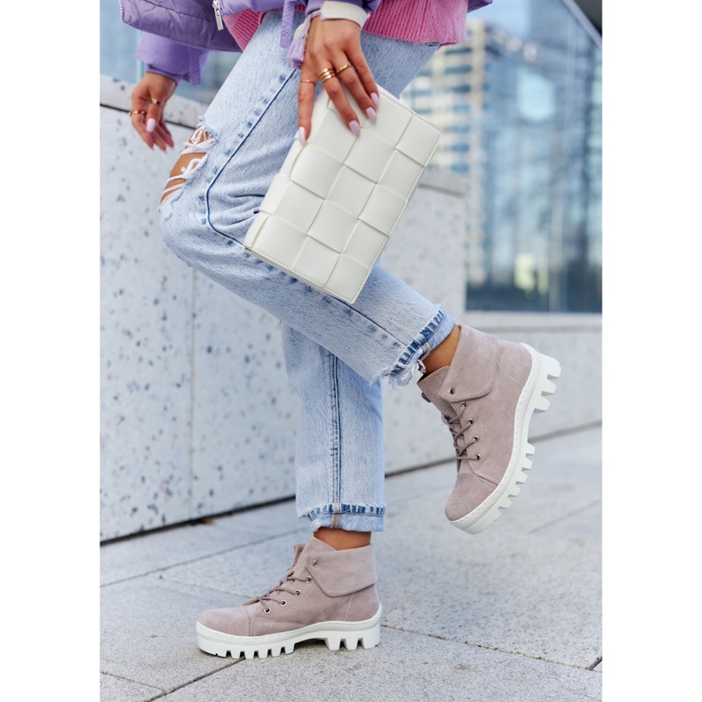 S.Barski Bottines Daim Tied Dalles violet clair 1