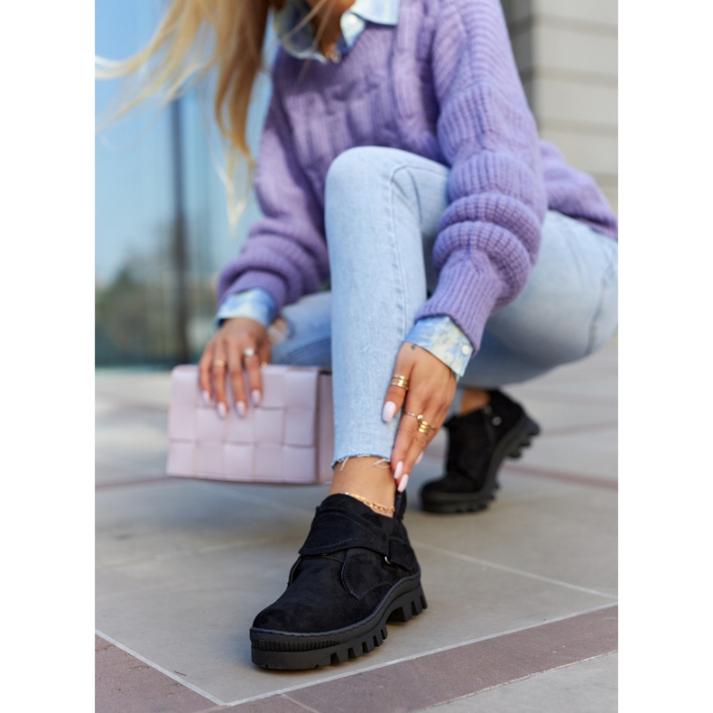 S.Barski Trappers Remgate en daim noir avec fermeture éclair le noir 1