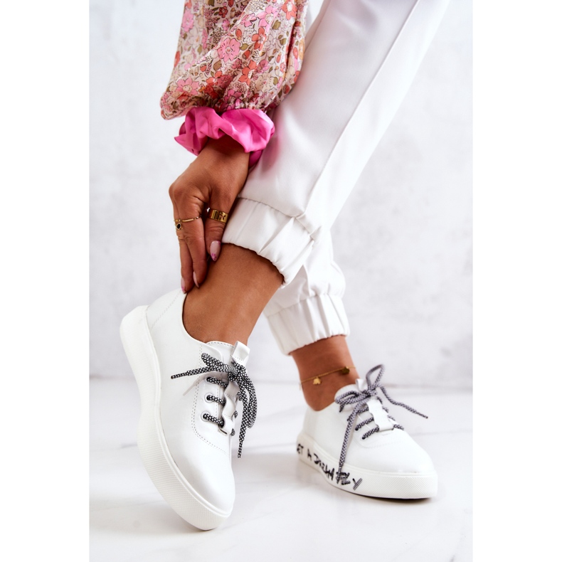 S.Barski Baskets En Cuir Pour Femmes Sur La Plateforme Blanc Marien 2