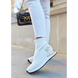 Vinceza Chaussettes Sport Femme Blanc Runaway doré 2