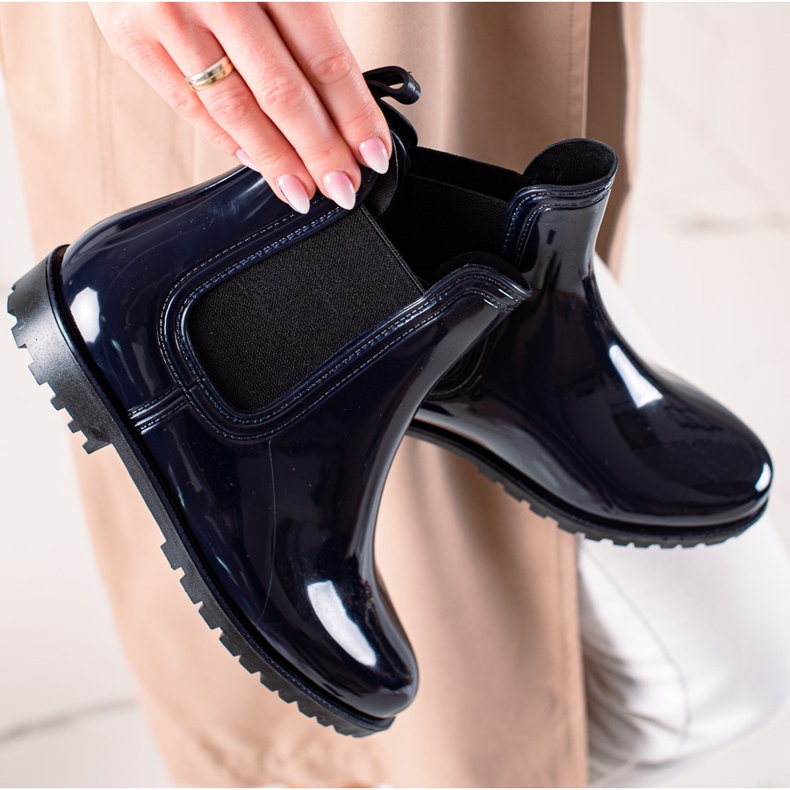 TRENDI Bottes de pluie laquées bleu marine 1