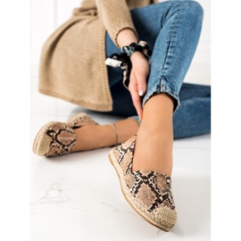 TRENDI Espadrilles classiques imprimé serpent beige brun 2