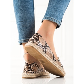 TRENDI Espadrilles classiques imprimé serpent beige brun 3