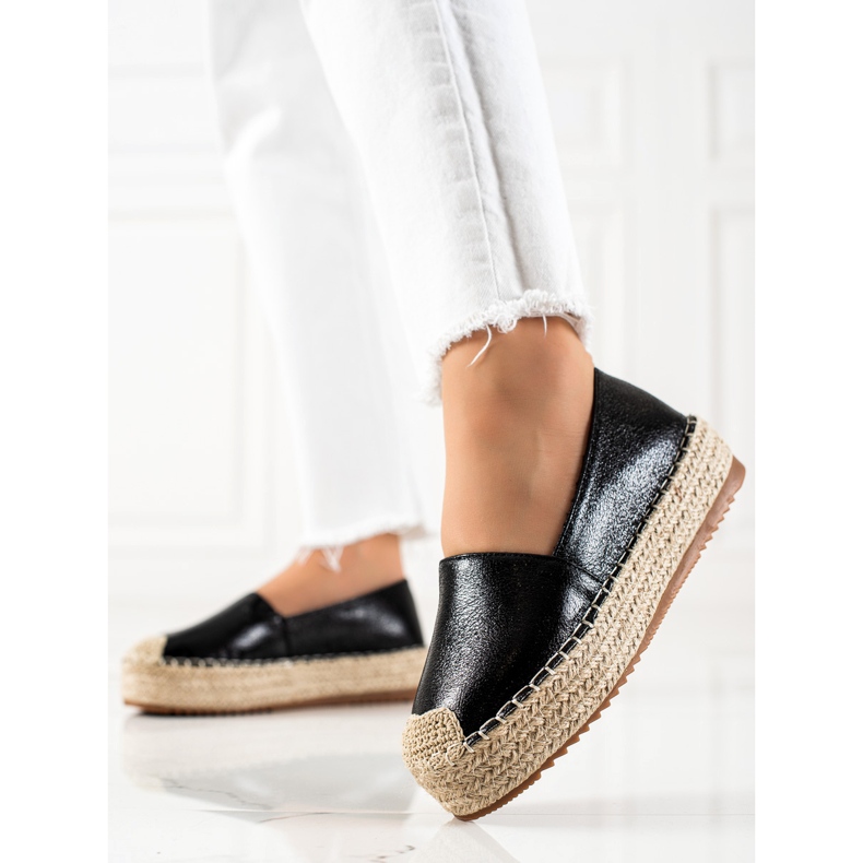 Clowse Espadrilles noires scintillantes le noir 2