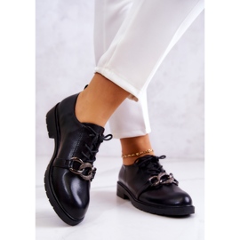 S.Barski Chaussures en cuir attachées avec un ornement de larosa noir 2