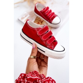 Espadrilles à scratch Bernie rouges pour enfant 1