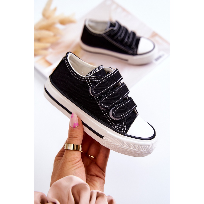 Baskets noires à scratch Bernie pour enfant 1