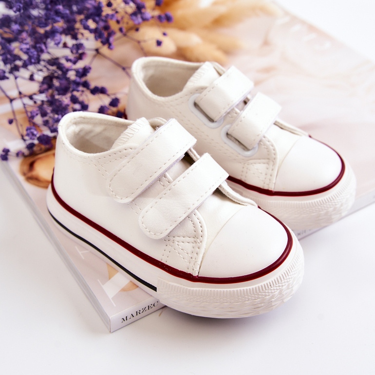 Baskets Enfant Cuir Baskets Avec Velcro Blanc Foster blanche blanche 2