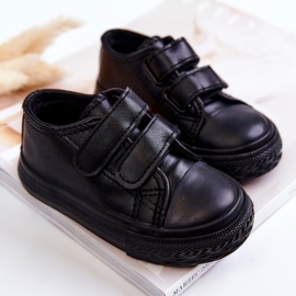 Baskets Enfant Cuir Baskets Avec Velcro Noir Foster 2