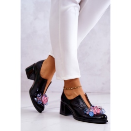 PA2 Chaussures En Cuir Lisse Avec Décoration Delaver Noire 2