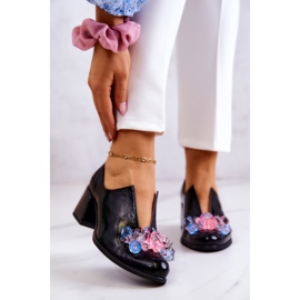 PA2 Chaussures En Cuir Lisse Avec Décoration Delaver Noire 1