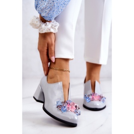 PA2 Chaussures En Cuir Lisse Laqué Avec Décoration Delaver Grise 1