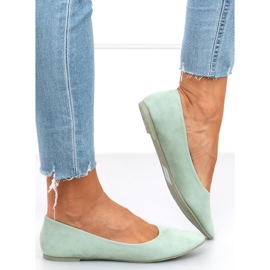 Ballerines en daim lisse vert Pari 3