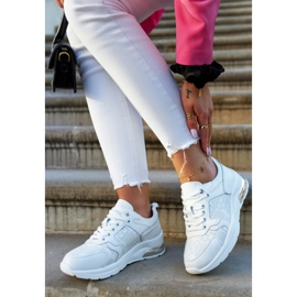 S.Barski Baskets compensées en cuir pour femme Blanc Phiness blanche 1