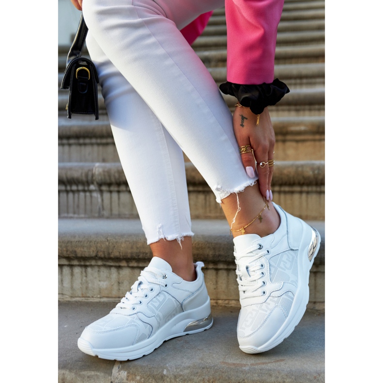 S.Barski Baskets compensées en cuir pour femme Blanc Phiness 1