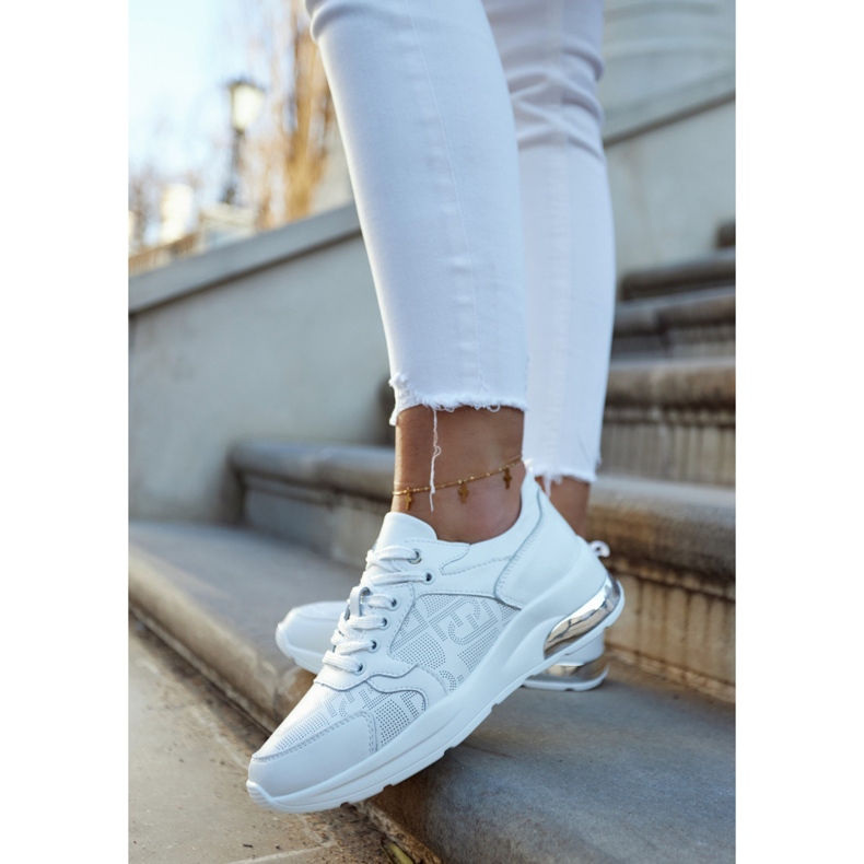S.Barski Baskets compensées en cuir pour femme Blanc Phiness 2