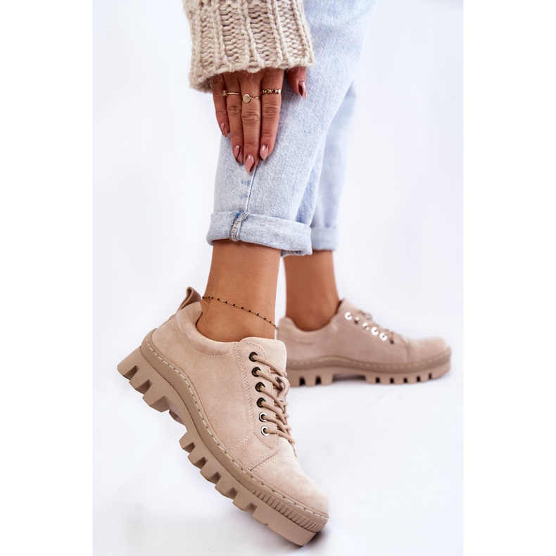 S.Barski Chaussures en daim pour femmes Tied Beige Mayson 2