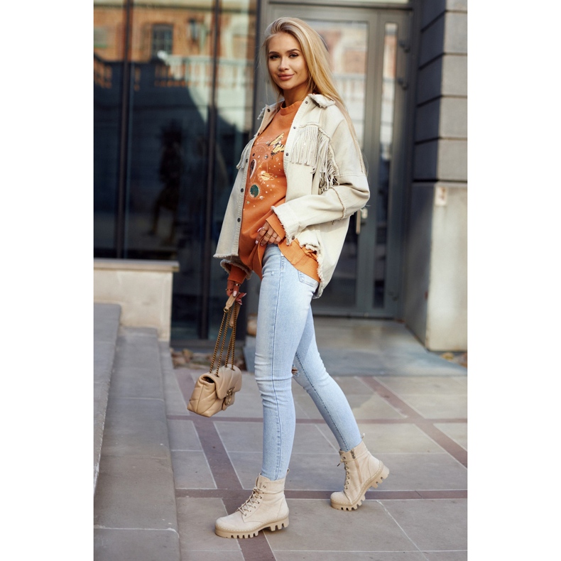 S.Barski Bottes trappeurs en suède avec coutures Layden gris clair beige 1