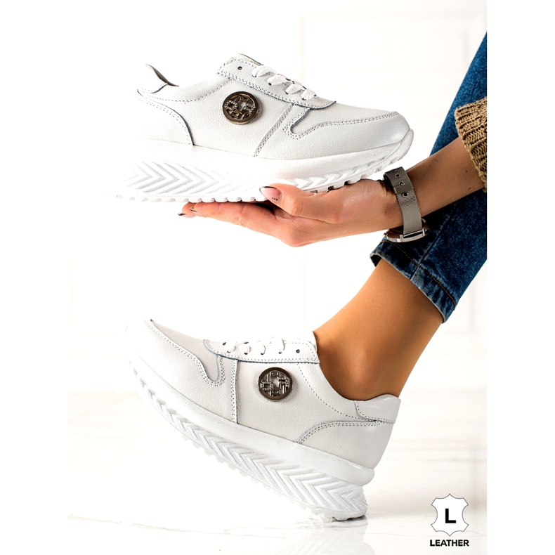 Chaussures de sport pour femmes attachées Filippo DP3547 / 22 WH Blanc blanche argent 1